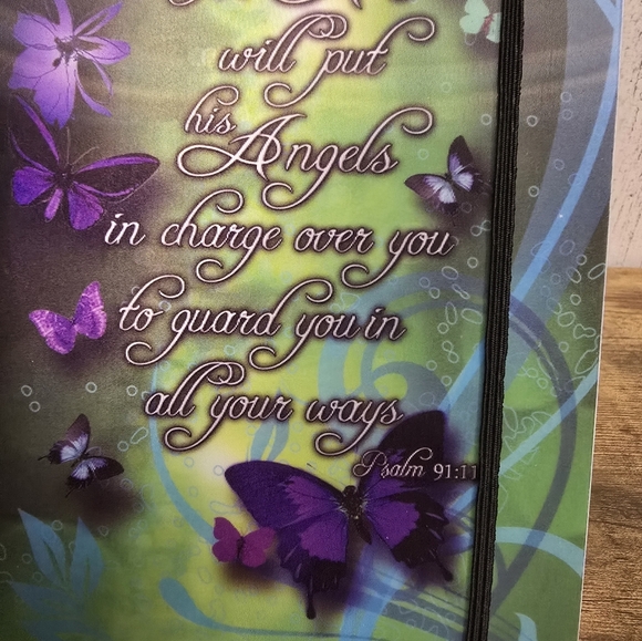 3/$15 Never Used Purple Butterfly Spiral Notebook Psalm 91:11 - Picture 2 of 8